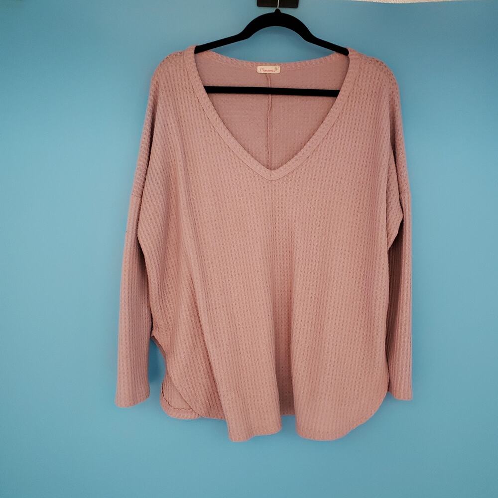 Maronie Top Size Small Waffle Knit Long Sleeve